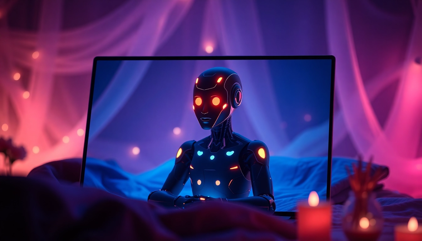 Engage in chat sex ai with a futuristic AI chatbot in a cozy and intimate atmosphere.