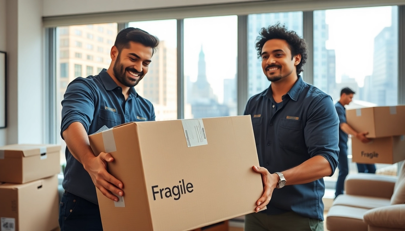 Engaging professional movers efficiently packing in NYC, representing the best movers nyc services.