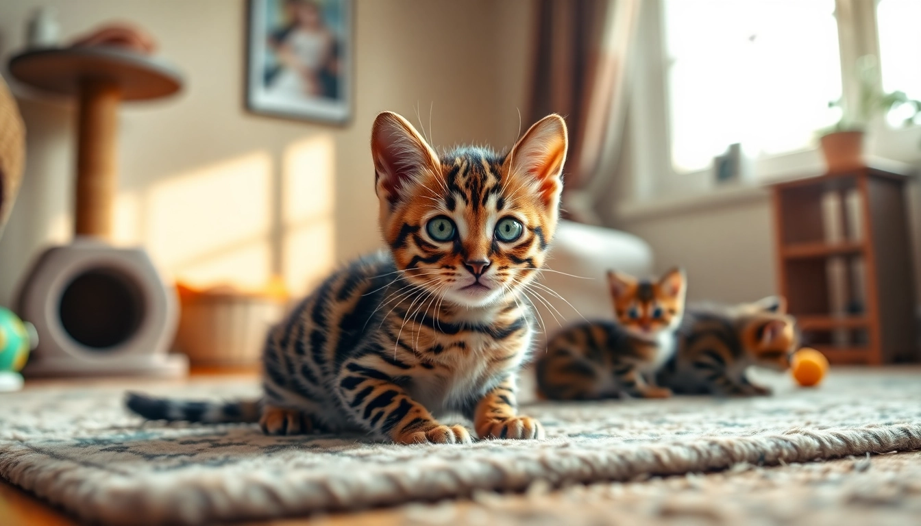 Playful Bengal Kittens for Sale showcasing playful personality and distinctive rosetted fur.