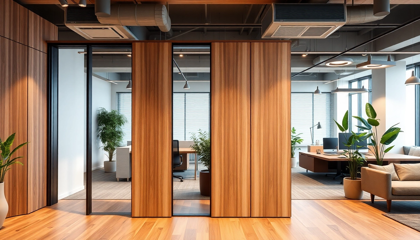Innovative Folding Partition Wall enhances workspace functionality and aesthetics in a modern office.
