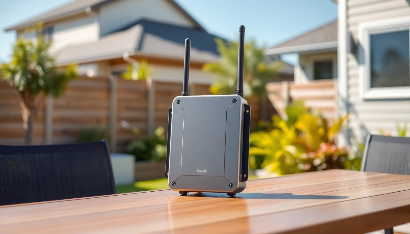 Enhance connectivity with a cellular antenna booster showcased in a serene garden setting.